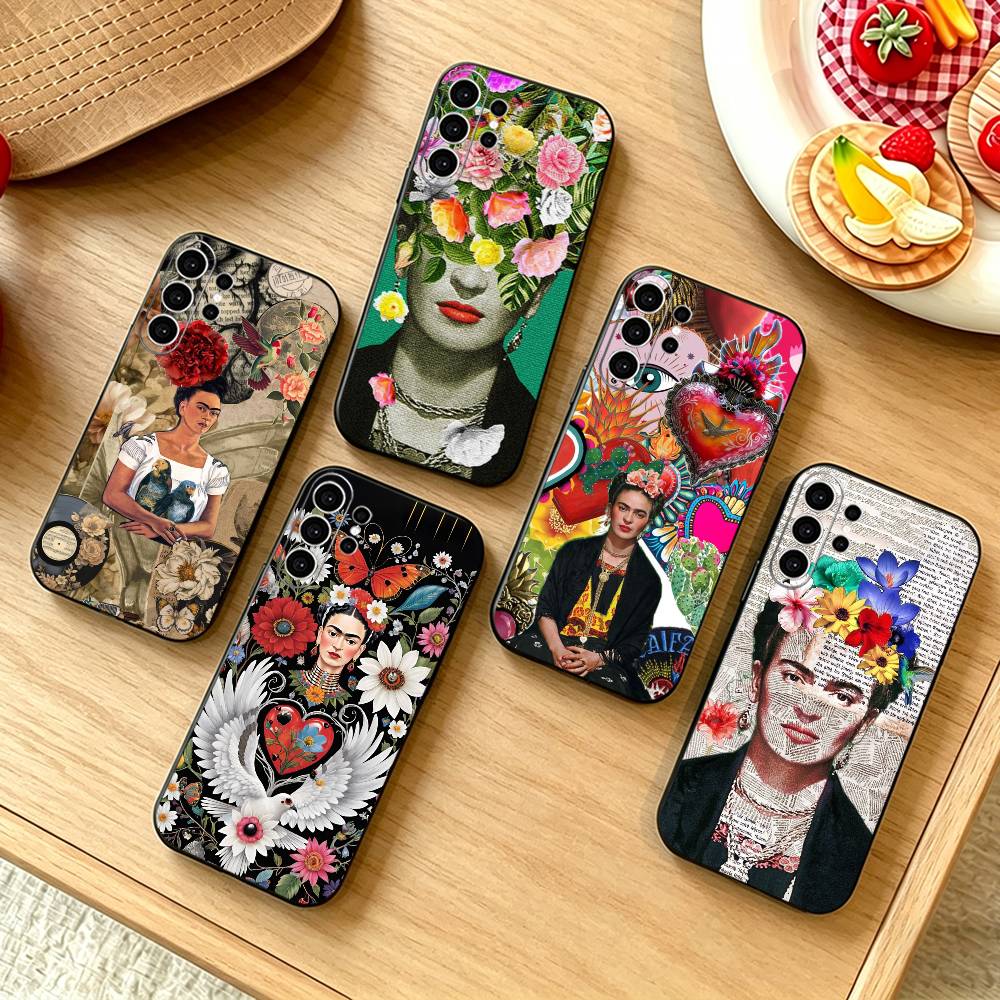Арт F-Фриды К-Кало КРУТЫЙ Чехол для Телефона Для Samsung S25,S24,S21,S22,S23,S30,Ultra,S20,Plus,Fe,Note,10,9,5G Черный Чехол