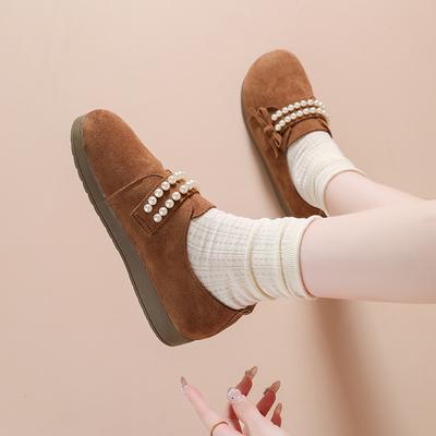 CRLAYDK Женские лоферы слипоны Жемчуг Классический комфорт Замшевая кожа Повседневные Легкие для ходьбы Балетки Мокасины для вождения Обувь для лодки