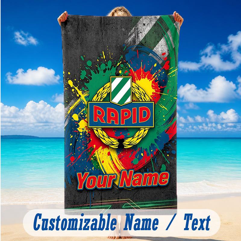 Beach Towel Custom Name Text, Quick Dry Large Towel For Beach HomeRapid Wien FC