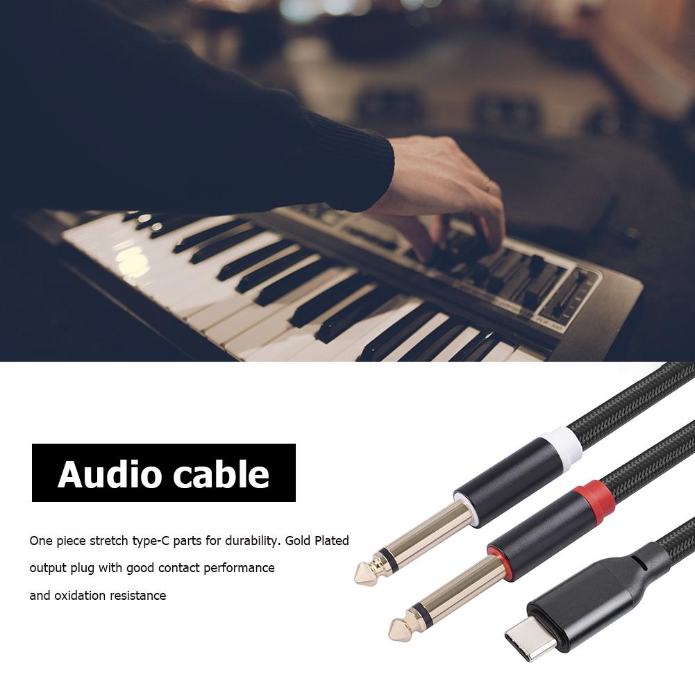 Кабель-разветвитель USB C на 2x 1/4 дюйма, 0,5/1 м, с позолоченным разъемом, USB Type C на 1/4, гибкий, для смартфона, планшета, ноутбука