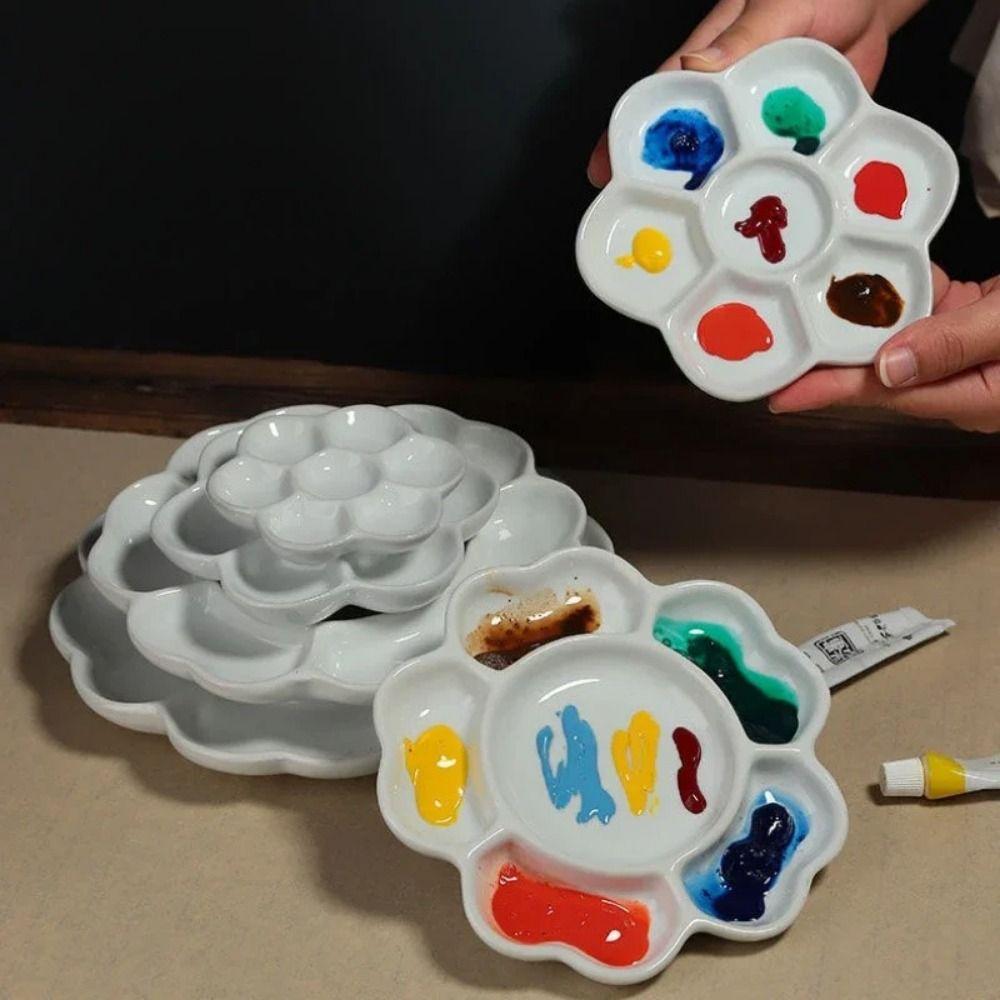 6/7 сетка фарфоровая палитра керамическая тарелка для краски цветущая слива палитра лоток для художника