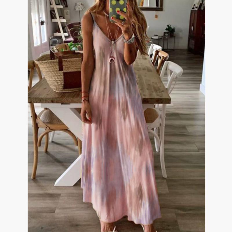 Весенне-летнее платье, женское зеленое длинное платье с v-образным вырезом и цветочным принтом, повседневное богемное женское пляжное платье без рукавов