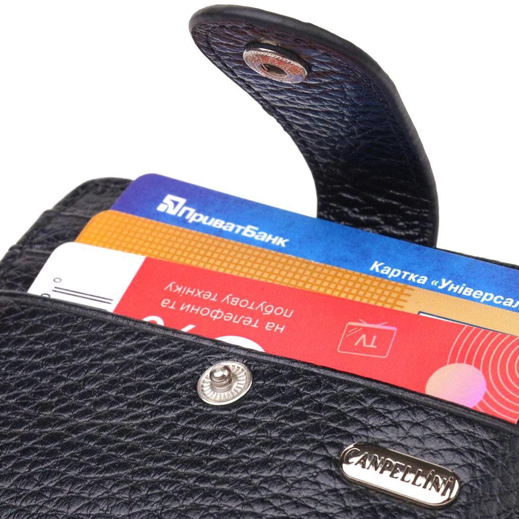 Стильный кошелек из натуральной зернистой кожи CANPELLINI Purse 21688 Черный