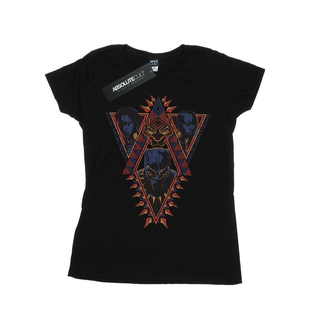 Marvel Womens/Ladies Black Panther Tribal Heads Cotton T-Shirt