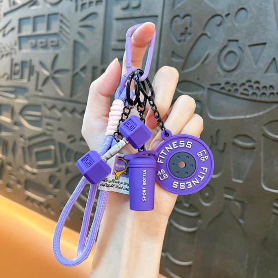 Брелок-подвеска Многофункциональный портативный брелок с плетеным шнурком Бутылка для воды Гантели Штанга Диски Фитнес-шарм Спортивные аксессуары