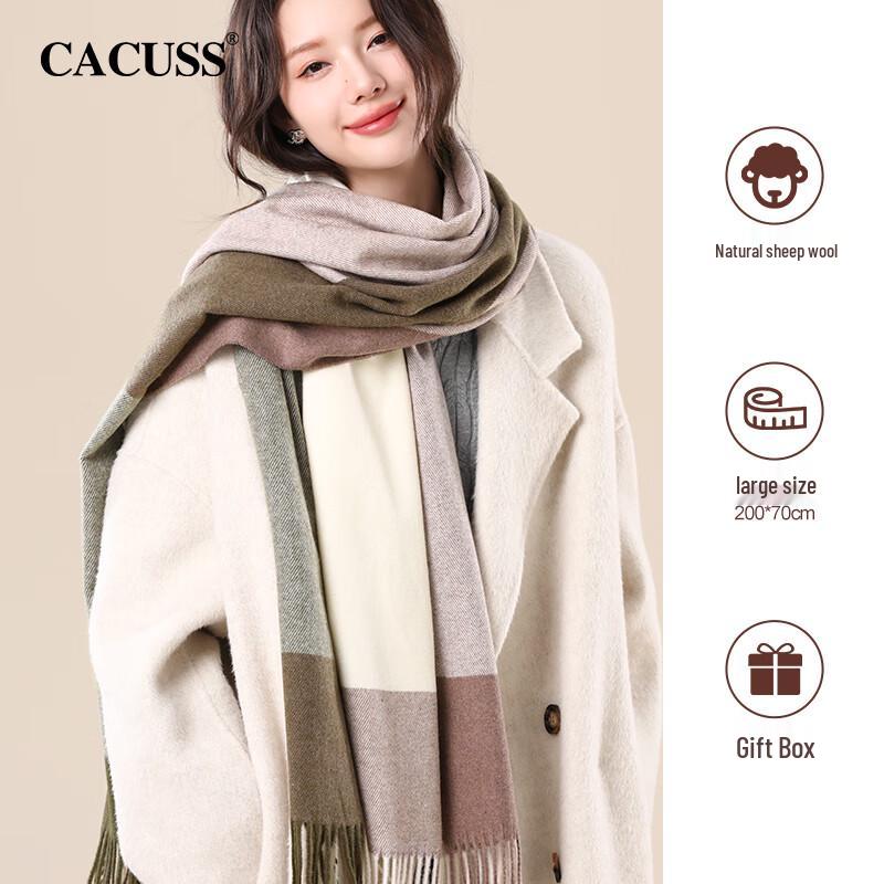 CACUSS Women's Warm Wool Blend Scarf Shawl