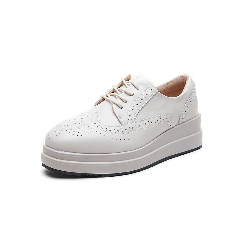 Женская обувь, обувь на платформе, новые весенне-осенние универсальные кожаные повседневные туфли, Zapatos De Cuero Casuales Para Mujeres