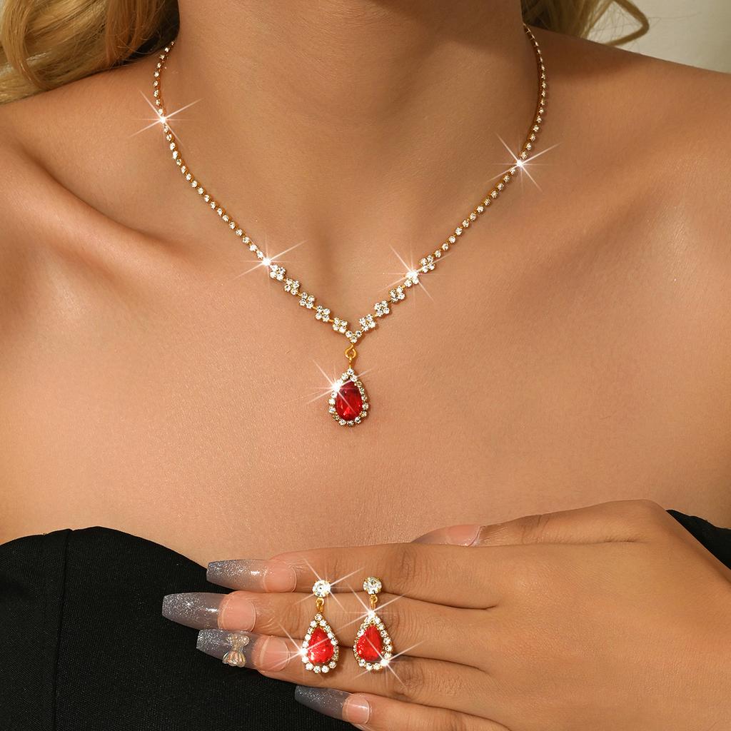 Necklace And Bracelet Accessory Set - Zircon Wedding Accessories Set - Bride's Jewelry Set