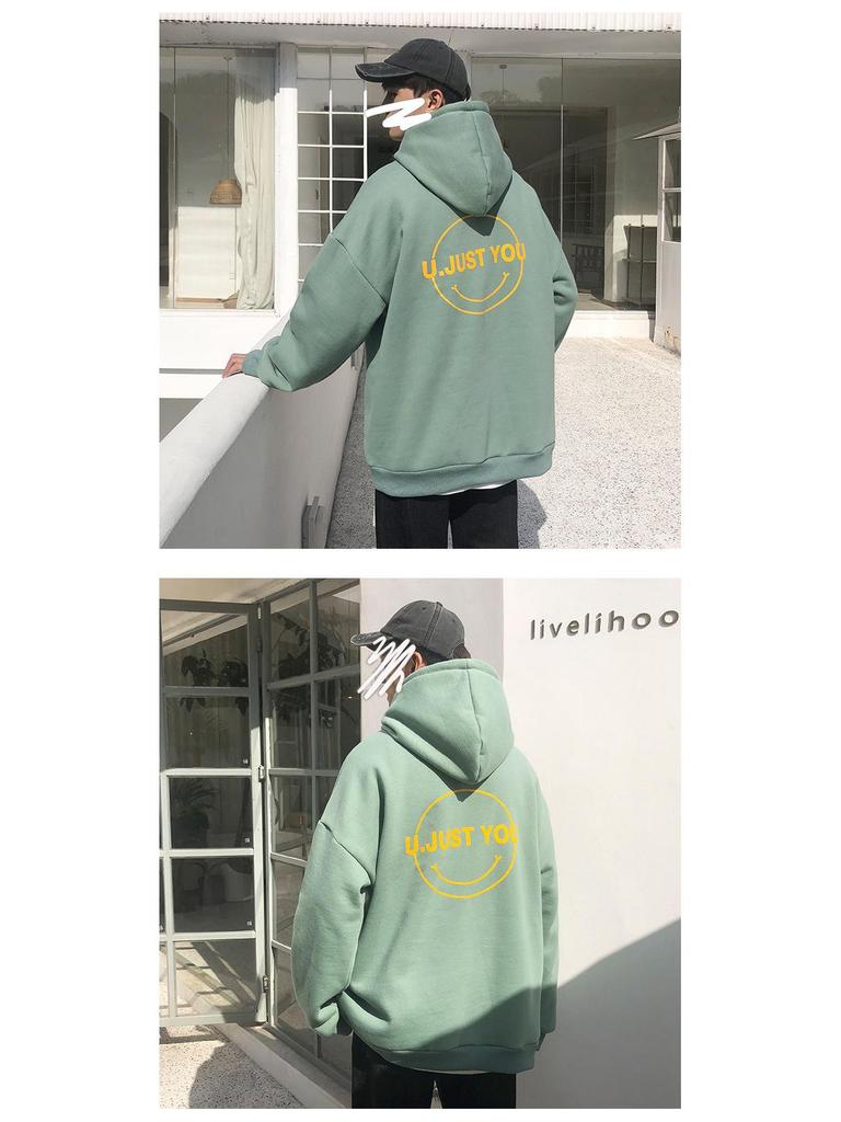 2022 Мужская модная бархатная толстовка с капюшоном в гонконгском стиле - осень/зима, большой размер, унисекс