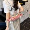 Metal Chain Candy Shape Bag Cherry Denim Lace Shoulder Bag Sweet Red Plaid Crossbody Bag  Travel