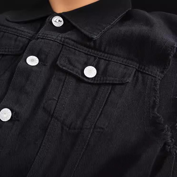 Men's Black Denim Sleeveless Vest - Trendy Streetwear Waistcoat for Spring, Summer, and Autumn