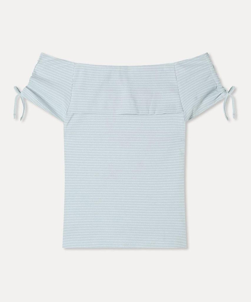 MIXXO Striped Off-Shoulder Short Sleeve T-Shirt_Miwhwg723A