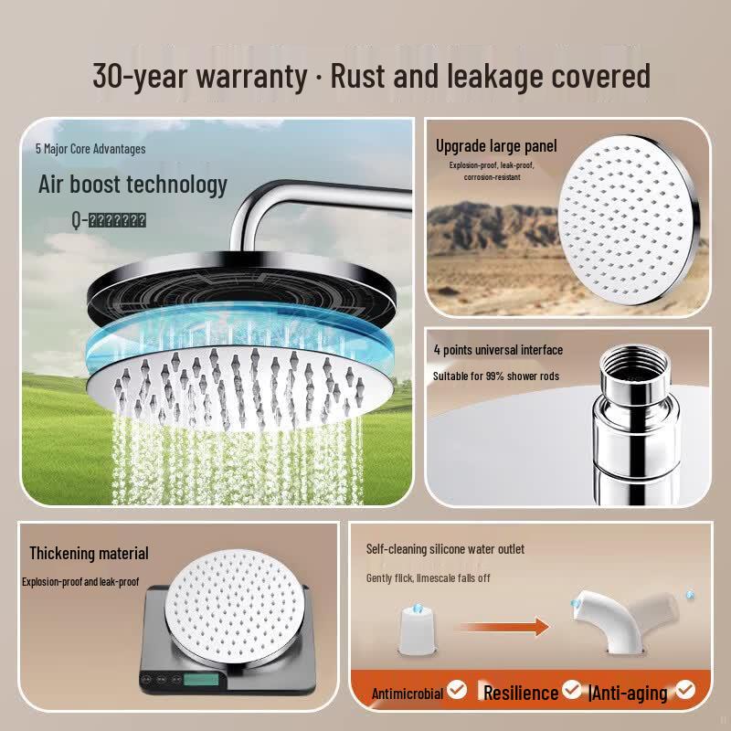 Fadishuisi 8-inch Round 304 Stainless Steel Rain Shower Head