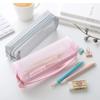 Cute Transparent Mesh Pencil Pouch High Value Student Stationery Bag Portable Multi-functional Student Supplies Storage Bag
