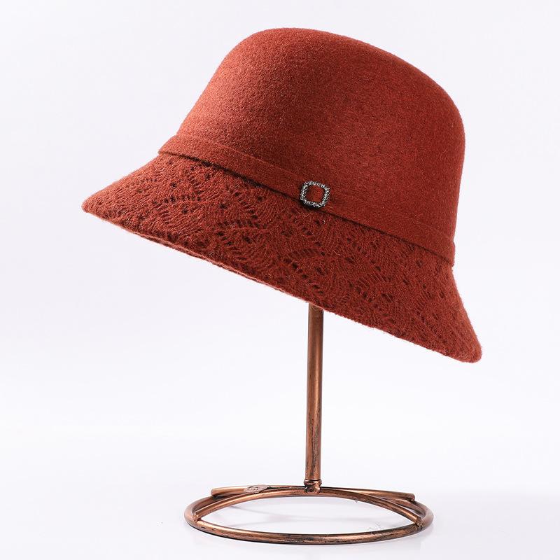 New Wool Basin Hat Women's Autumn and Winter Fashion Mother Bucket Hat Temperament Fleece Warm Top Hat