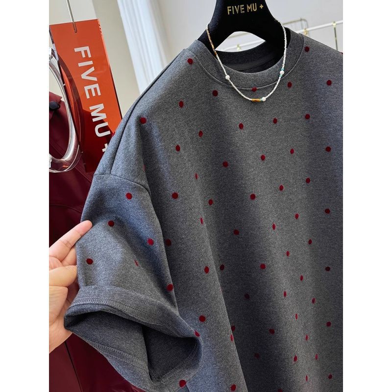 Футболка женская с коротким рукавом, с полированными плечами, нишевая, в горошек, для похудения, весна-лето