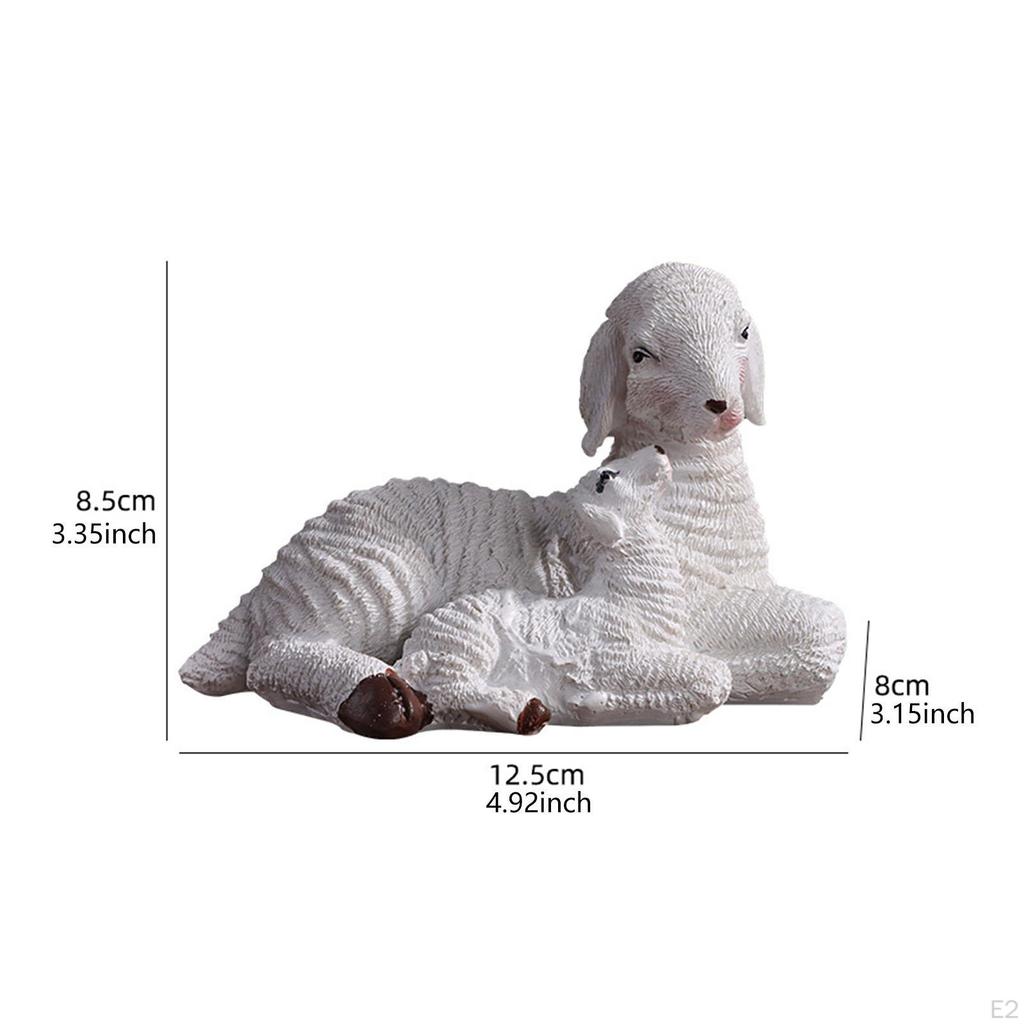 Sheep Sculpture Miniature Garden Statue Decorations Accessories Yard Lawn Outside Cute Decoration