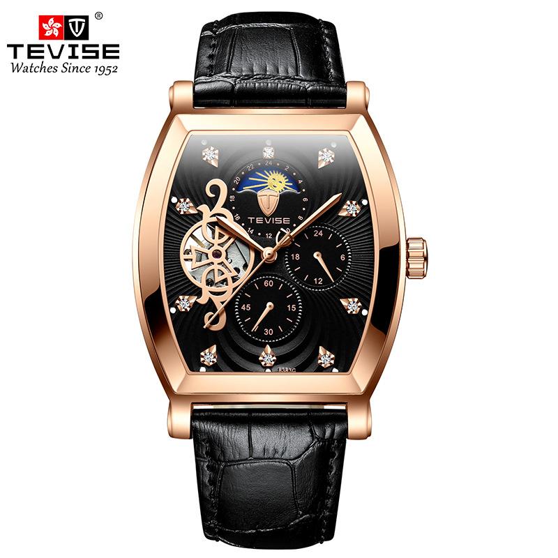 TEVISE Watch Barrel Watch Tourbillon Star Механический мужской ремень