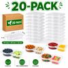 10/20/40 PACK Dual Compartment Condiment Containers With Lids Leakproof Plastic Snack Dip Cups For Lunch Box Daily Meal Prep