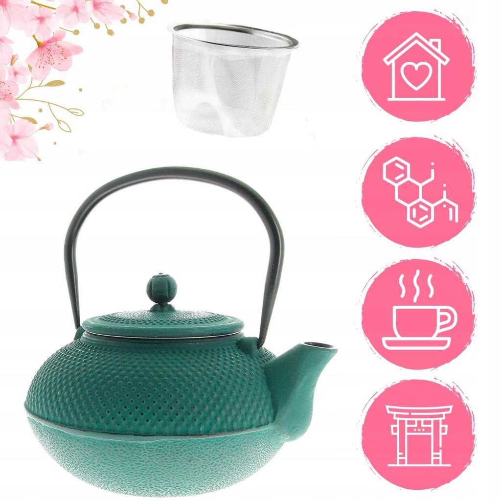 Cast Iron Teapot With Herb Strainer Kettle 1.5 L Cast Iron