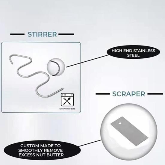 Гайка для мешалки арахисового масла, миксер для масла из нержавеющей стали с лопаточкой, инструмент для перемешивания джема, кухонный гаджет для перемешивания масла