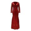 Women Evening Dress Sequin Deep V Neck Long Sleeves Slim Fit Fishtail Hem Sequin Floor Length