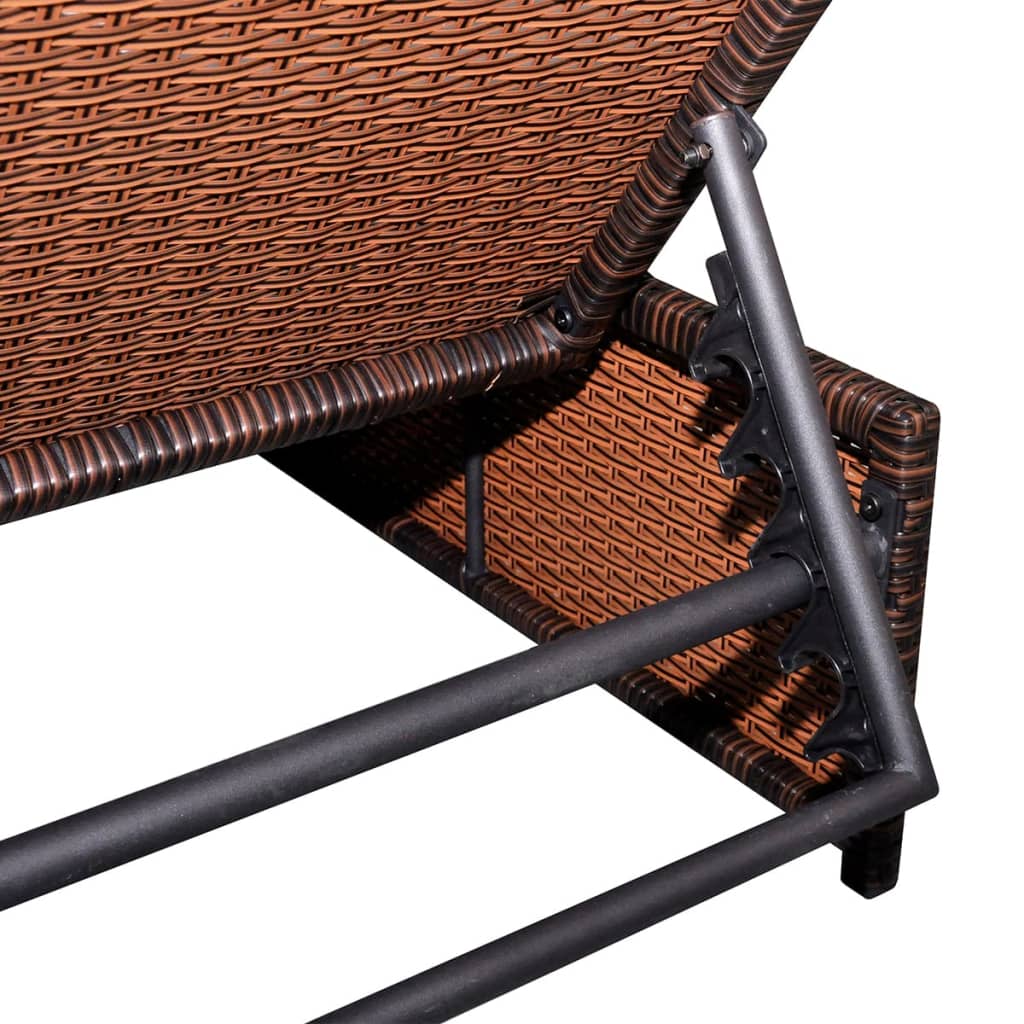 Outdoor Lounge Chairs 2 pcs with Table Brown Poly Rattan