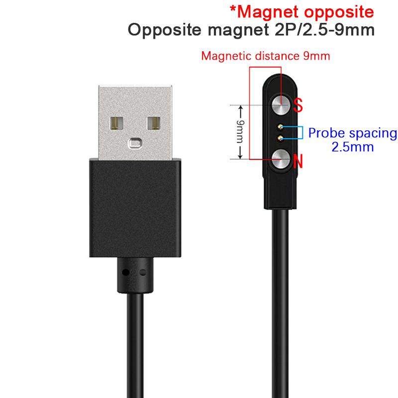 2-пиновый сильный магнитный зарядный кабель USB-зарядная линия шнур веревка Черный Белый Цвет Совместим с умными часами Универсальный