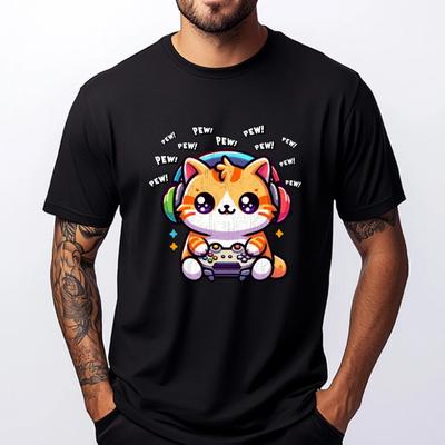Кот Игрок Пью Смешные Видеоигры Винтажные Мальчики XS Графические Футболки Футболки Для Мужчин День Святого Патрика