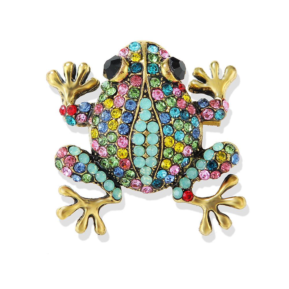 Модная винтажная мультяшная металлическая бриллиантовая брошь милая маленькая лягушка модные аксессуары для одежды булавка со стразами