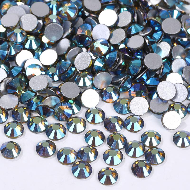 Цветной АБ Хрусталь Плоское Дно Сверло Круглое Сверло для Ногтей Сделай Сам Красочные Украшения для Ногтей
