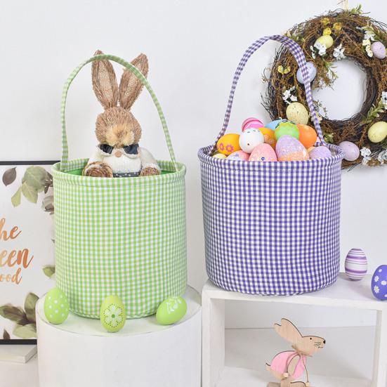 Пасхальное ведерко в клетку для детей, сумка для хранения в детской, подарочная корзина для новорожденных с ручкой для вечеринок по поиску пасхальных яиц