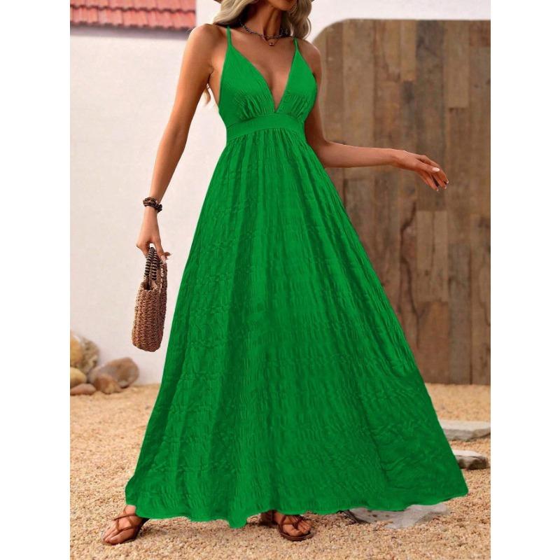 Women's V-neck Halter Dress Summer Backless Sexy Beach Dress