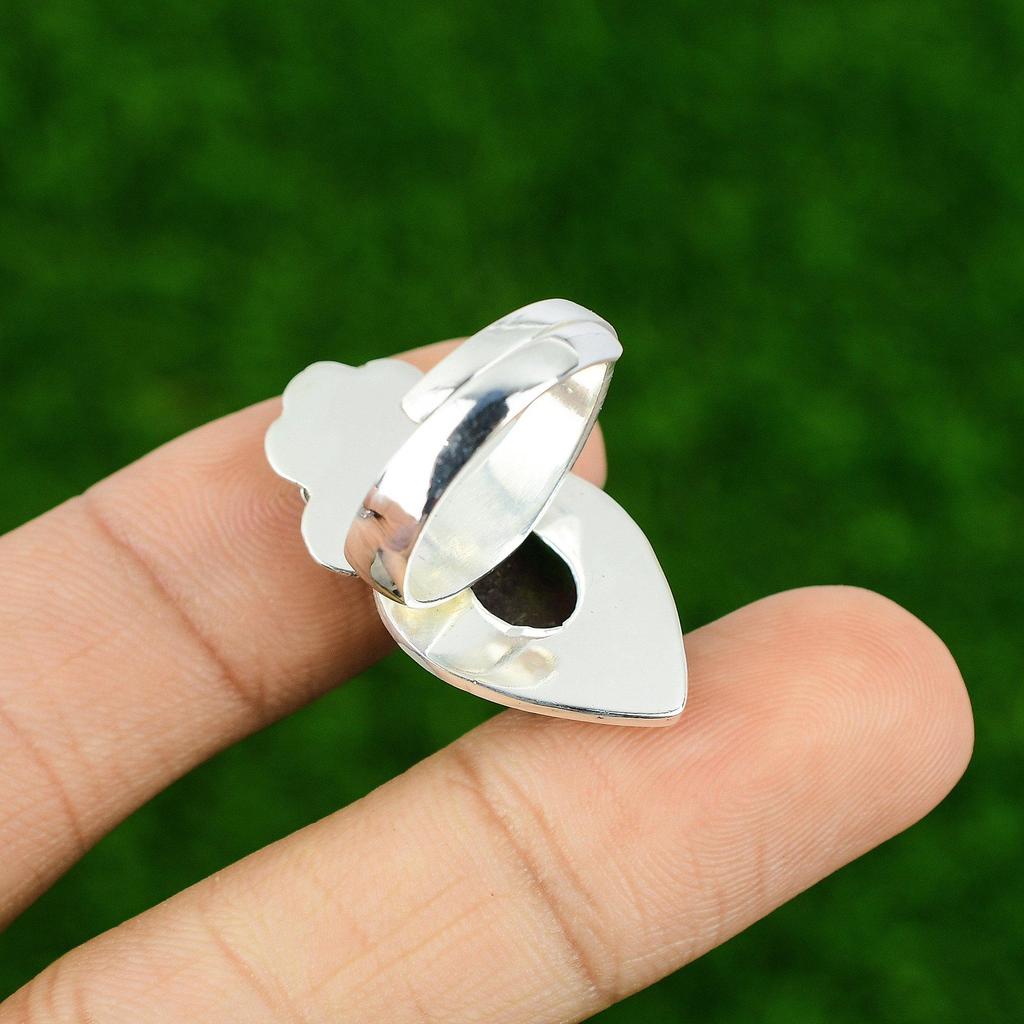 Натуральный рубин цоизит штабелируемое кольцо-цветок регулируемое серебро 925 пробы для женщин