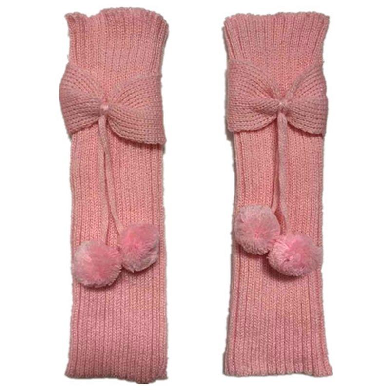Women Girls Fashion Knitted Leg Warmers Cable Knit Footless Boot Socks Winter Kawaii Leg Sleeves with Balls
