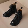 Модные британские ботинки на платформе для женщин, осень-зима, новые дизайнерские повседневные ботильоны, женская мода, однотонные кожаные туфли для женщин