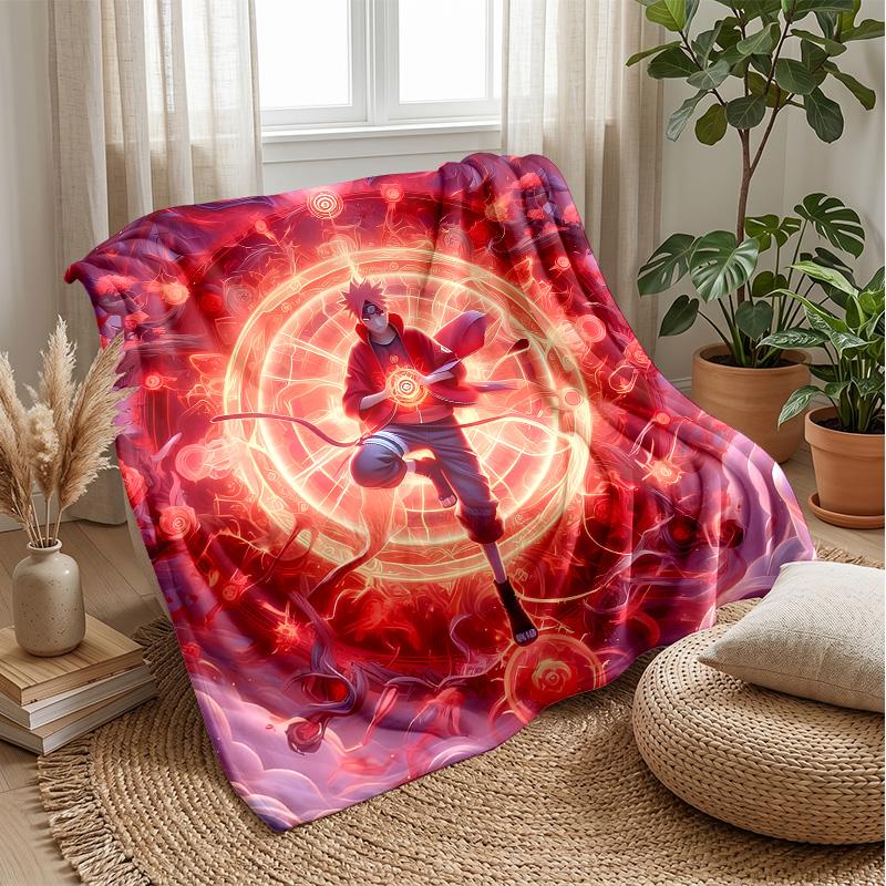 Naruto Uzumaki Printed Flannel Blanket Skin Friendly Warm Decorative Throw for Indoor Couch Bed Daily Use