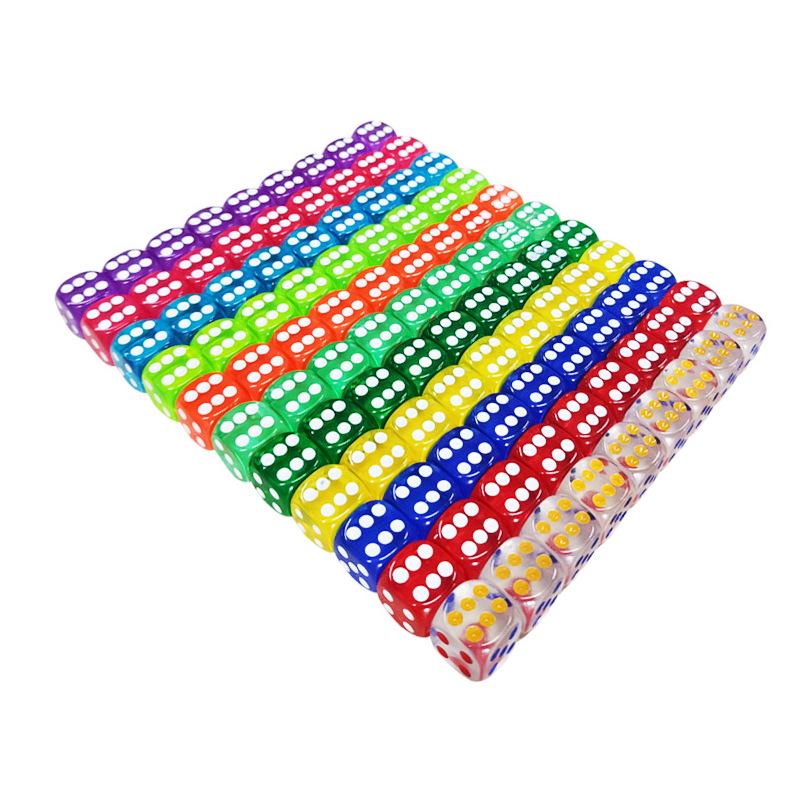 Colorful 16mm Transparent Rounded Dice with Crystal Pips for KTV Bars