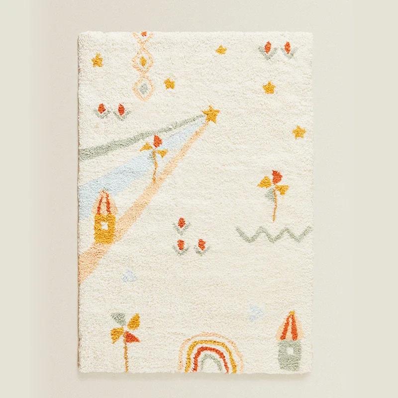 Простой милый ковер для гостиной, спальни, прикроватное одеяло, детская комната, пушистый коврик, устойчивый к падениям, игровой коврик для ползания у входной двери