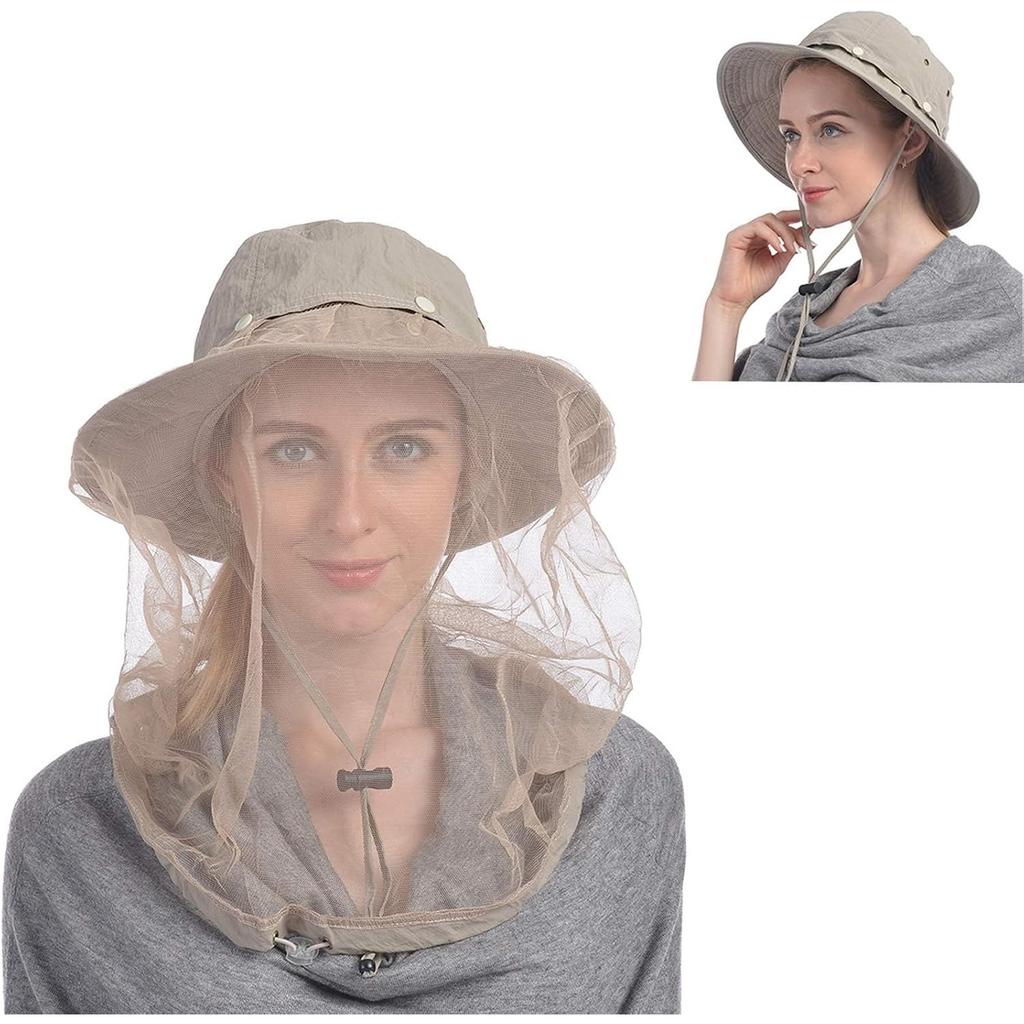 Head Net Hat, Safari Hat Sun Hat Bucket Hat with Hidden Net Mesh