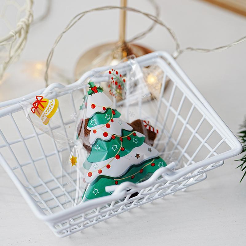 100 шт. рождественский мешок для печенья и конфет Санта-Клаус пластиковый подарочный мешок для печенья рождественские украшения для вечеринки Новый год 2025