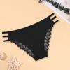 Women Panties Low Waist Elastic Lace Trim Hollow Strap Good Breathability Underpants Solid Color Moisture-wicking Briefs for Sport Work