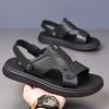 Мода Мода Мужская летняя обувь Новые ретро кожаные сандалии Нескользящие пляжные шлепанцы двойного назначения Мужские тапочки Дорожные шлепанцы Полусабо