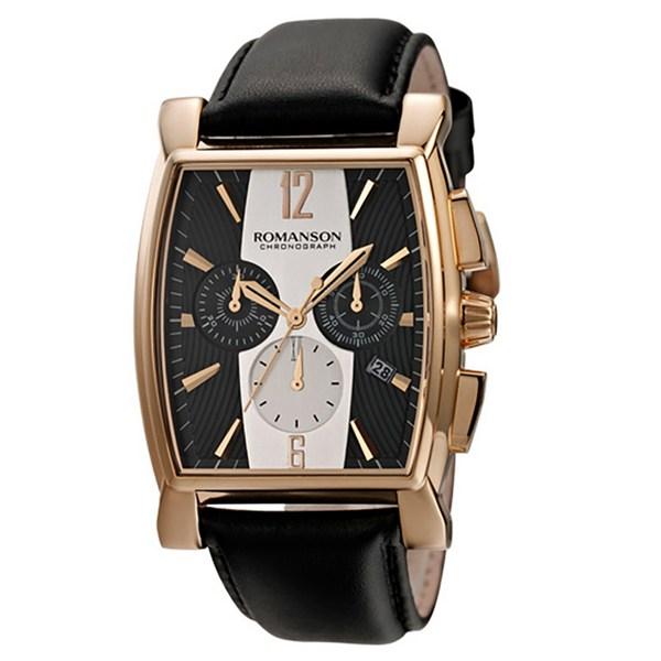 Romanson Мужские кожаные часы RWTLHM001249RGBK0 + подарочный пакет