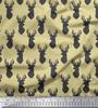 Beige Japan Crepe Satin Fabric Stencil Elk Mount Face Print Sewing Fabric Metre 42 Inch
