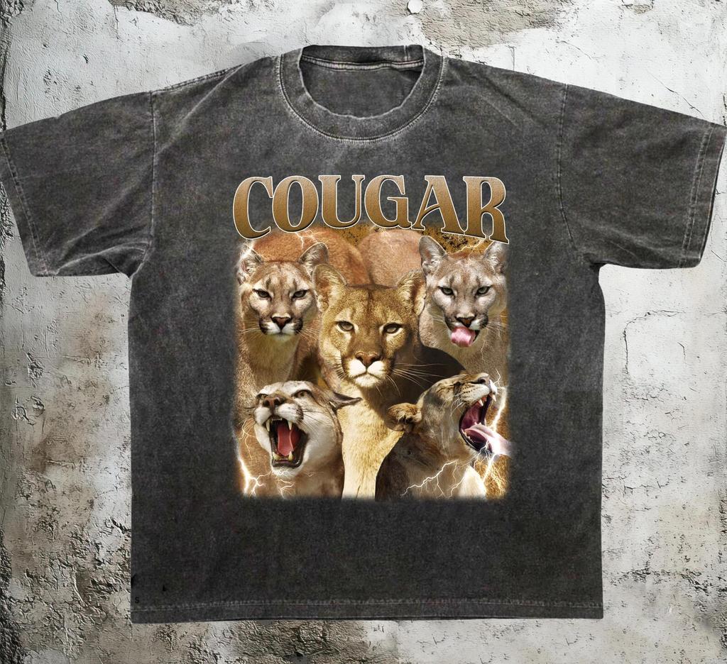 Vintage Cougar Graphic T-Shirt, Big Cat Lover Gift, Mountain Lion Tee