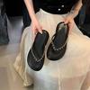 Thick-soled Cool Slippers for Women's Summer Wear 2025 New Xiaoxiangfeng Chain Flip-flops Beach Maternity Sandals