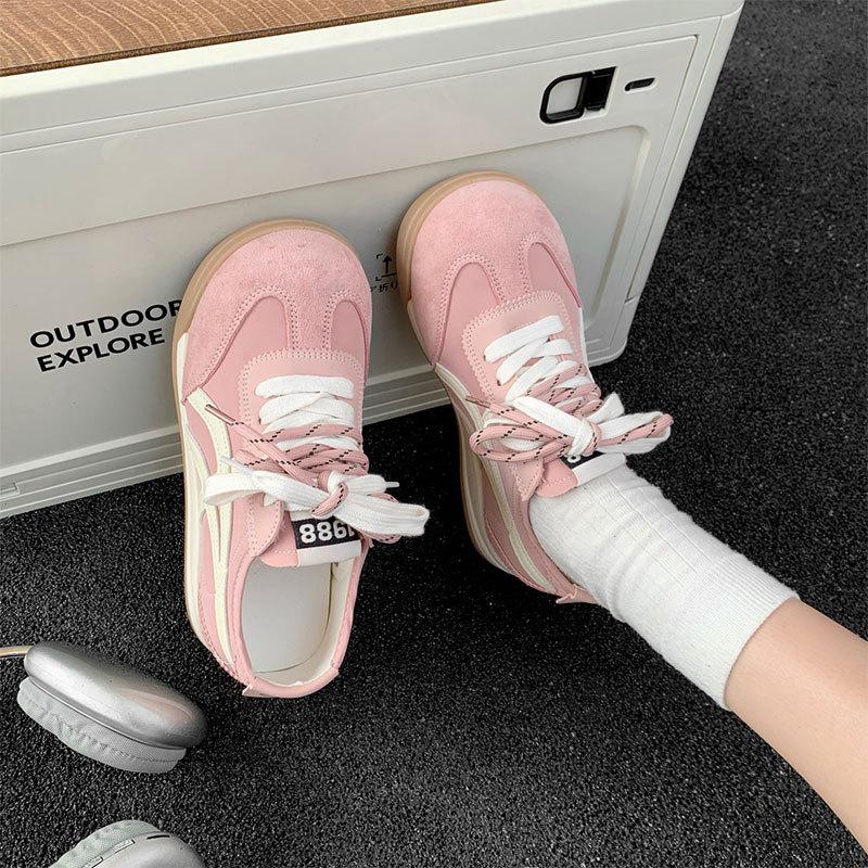 German Training Shoes White Shoes Women's Retro Training Casual Lace-up Running Sneakers In Versatile Flat Baseplate Shoes