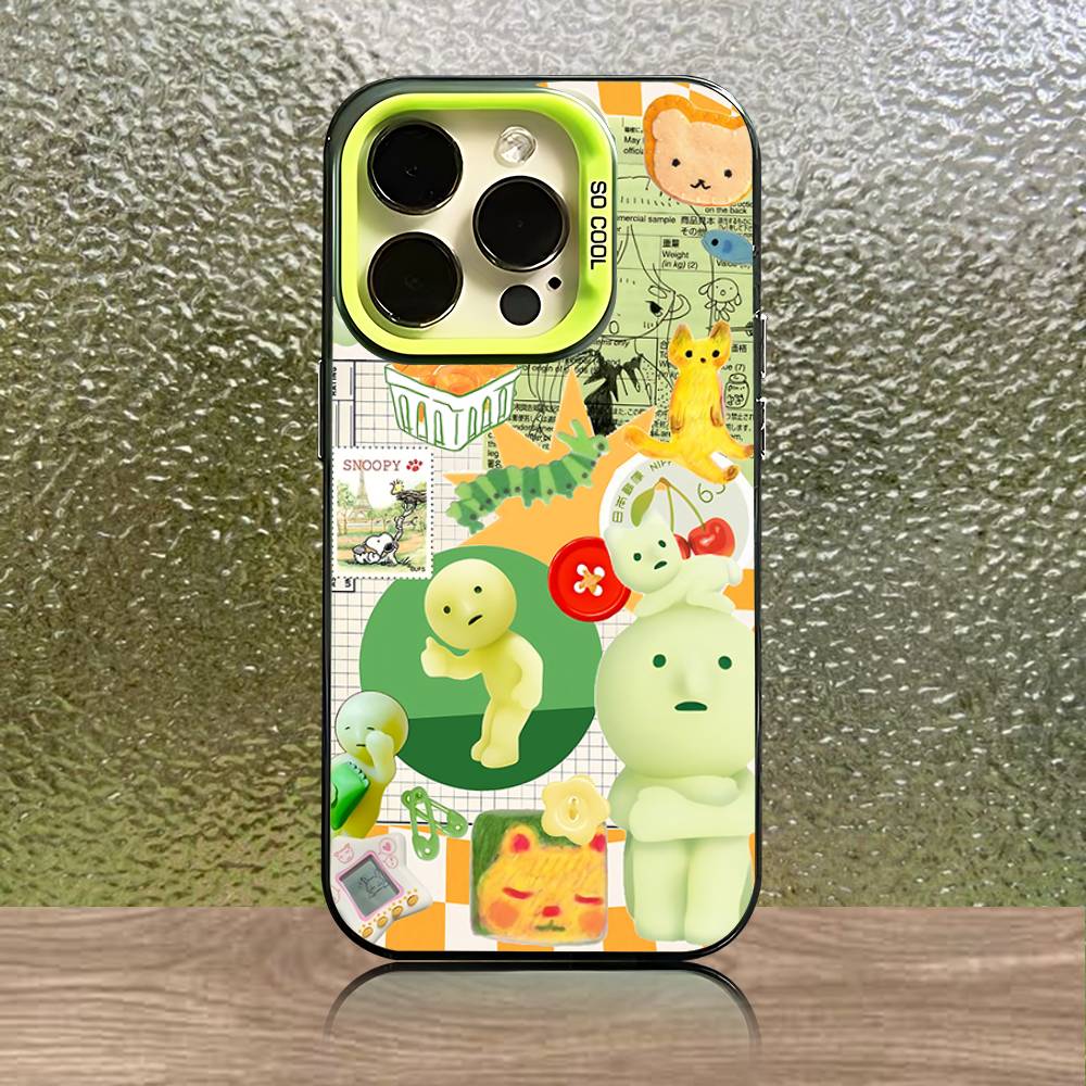Чехол для телефона для iPhone 16,15,14,13,12,11,Pro,XS,Max,Plus,Mini,SE Зеленый S-Smiski Конфетный Матовый Ударопрочный Чехол
