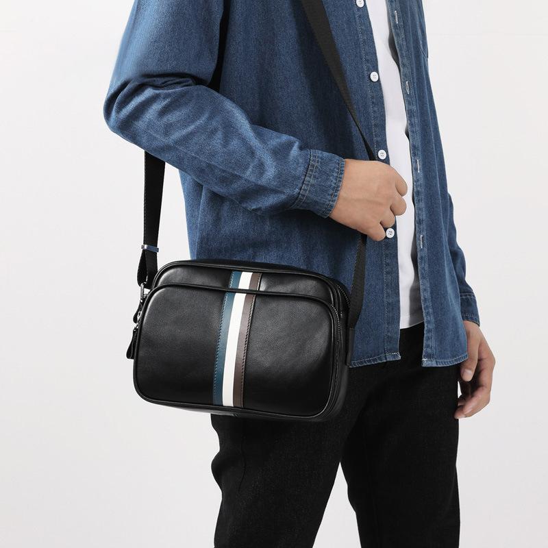 Мужская сумка через плечо из натуральной кожи, деловая, из коровьей кожи, мужская сумка, модная, повседневная, большой емкости, мужская сумка Crossspan